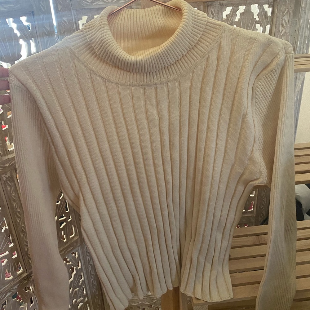 PRESTON & YORK SPORT cream ribbed vintage sweater